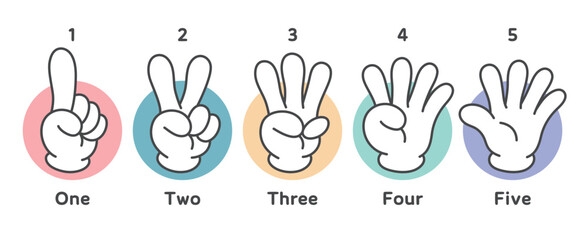 手の指で数字のカウントサイン12345