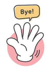 ハンドサインと吹き出しのByeデザイン