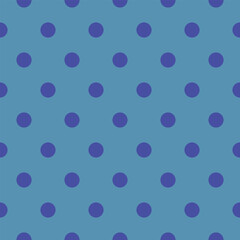 Seamless polka dot design with blue background and purple dots. Elegant and bold for digital, textile, or wallpaper use.