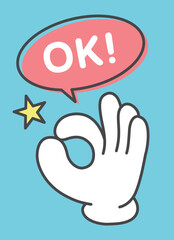 ハンドサインと吹き出しのOKデザイン