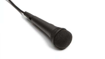 Professional Microphone Isolated on White Background, Top View with Clear Details, Studio Lighting, Clean Product Photography