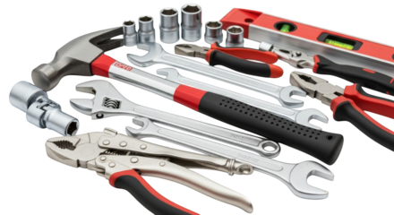 Tools arranged on a chaotic colorful background