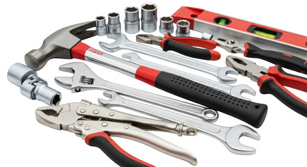 Fototapeta premium Tools arrayed against a chaotic background