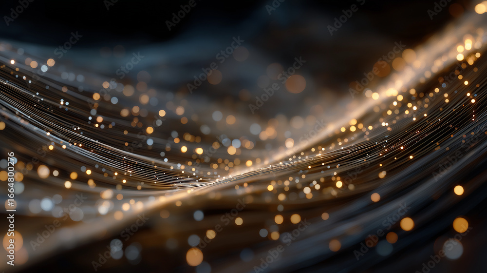 Poster abstract digital particles: a captivating digital render depicting swirling light trails of particle