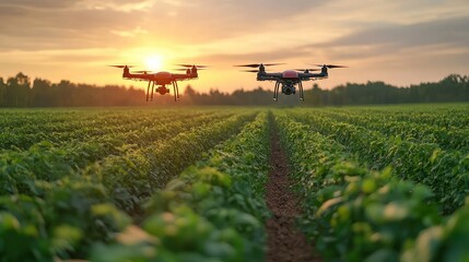 Smart farming analytics interface for large-scale crops featuring drone imaging, soil moisture levels, AI forecasts, and sensor-driven precision agriculture