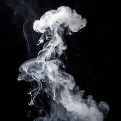 white smoke fragments on black background