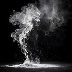 white smoke fragments on black background