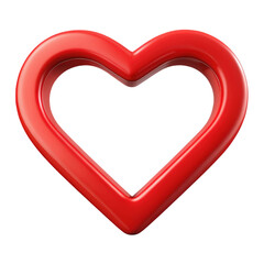 Red 3D Heart Shape Outline symbol love