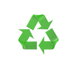 Obraz premium Green Recycling Symbol: A vibrant green recycling symbol isolated, conveying a sense of environmental consciousness and the importance of sustainability.