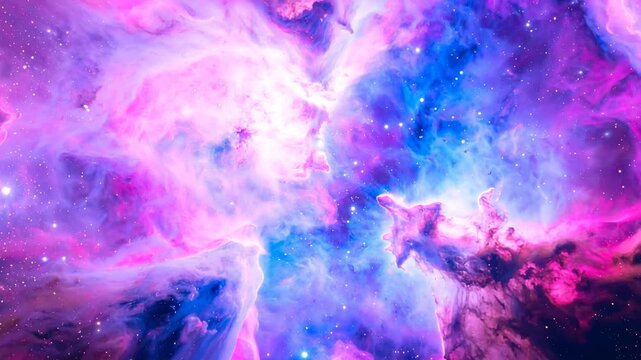 Abstract cosmic starfield seamless loop with glowing nebula clouds and floating dust particles for deep space and sci-fi background visuals