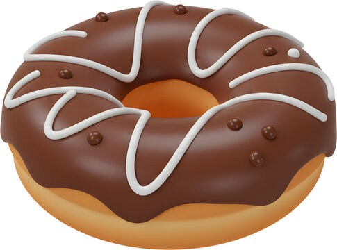 A minimal 3D icon of a chocolate donut