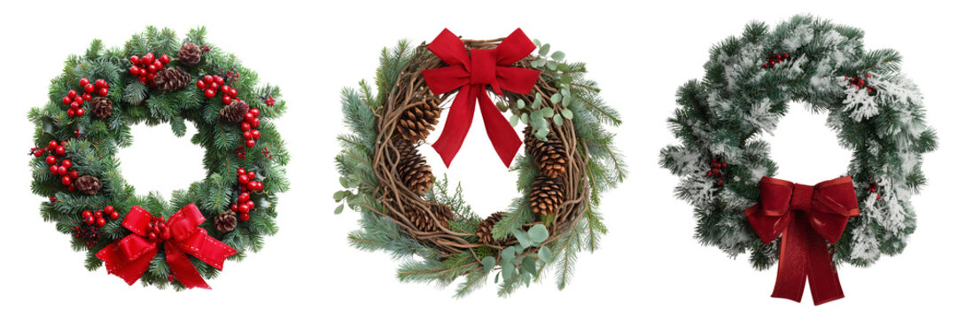 collection of decorative christmas wreath decor holiday home image collection transparent background festive 