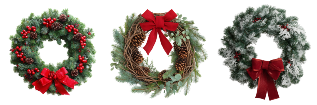collection of decorative christmas wreath decor holiday home image collection transparent background festive  - Powered by Adobe