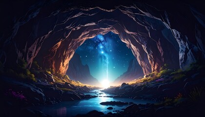 Mystical Cave Entrance to Cosmic Light.