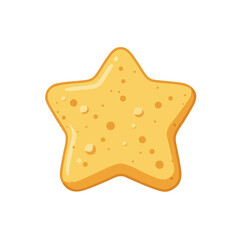 Cartoon style star-shaped cookie or cracker with speckles on a white background.