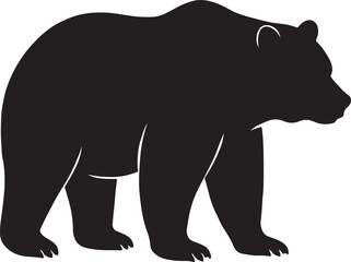 Black Silhouette of a Walking Bear Illustration Graphic Design Wild Animal Art