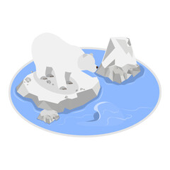 3D Isometric Flat  Illustration of Wild Animals Habitat Types. Item 4