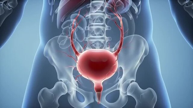 Human Anatomy Animation Displaying Urinary System Inside Body