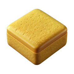 Square Biscuit Sandwich with Yellow Filling Isolated on Black