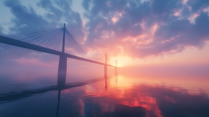 Obraz premium Stunning bridge stretching across calm waters high resolution picture