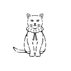 folk art drawing of a cat with elegant collar
