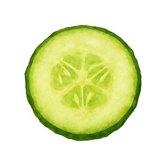 a cucumber slice illustration in watercolor style on transparent background