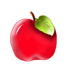 red apple with leaf