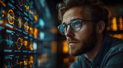 Financial fraud expert analyzing data analytics for suspicious patterns