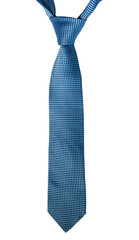 Blue silk necktie isolated on white background.
