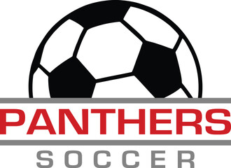 Panthers Soccer Team Design is a fantastic graphic for your soccer team that includes a ball and text. It is great for shirt designs, promotional products of any kind and advertising uses.