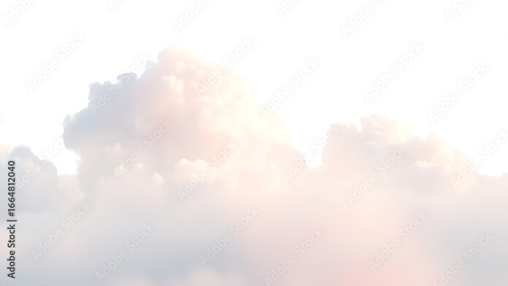 Poster fluffy clouds with pastel hues element set on transparent background isolated on white background