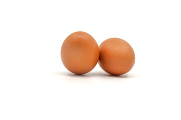 Eggs on a white background are a good source of protein. which helps build and repair worn out...