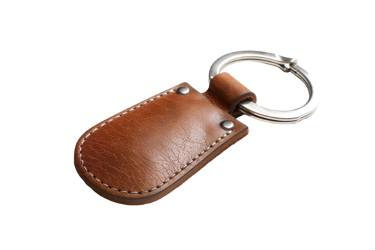 Brown Leather Key chain on a transparent background 