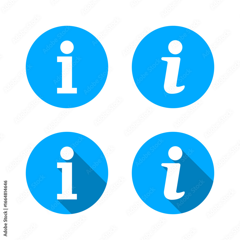 Aufkleber helpdesk info icon set with long shadow. information symbol. guidance element design