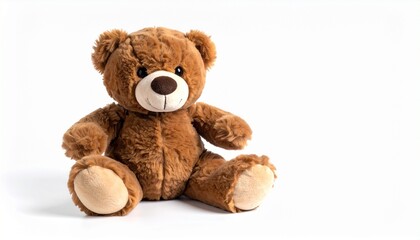 Light brown plush teddy bear with bow tie posed against clean white background.