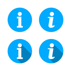 Helpdesk info icon set with long shadow. Information symbol. Guidance element design