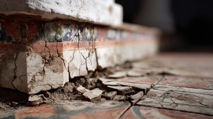 Damaged historical floor