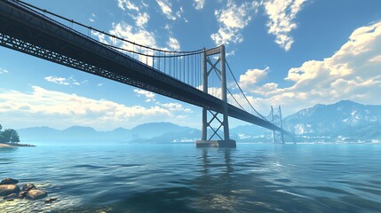 Obraz premium Stunning mackinac bridge painting capturing scenic sea view image