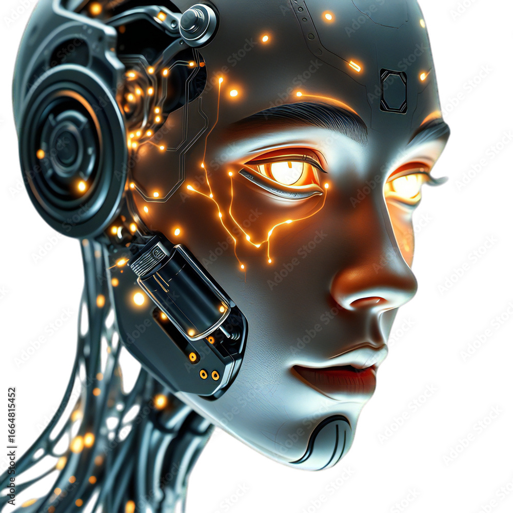 Poster conceptual illustration of a digital brain with a glowing neural network, symbolizing intelligence, 