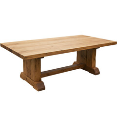 Eco-friendly rectangular table crafted from large solid wood logs, rustic yet elegant, isolated on white or transparent background, perfect for sustainable interior and furniture design projects
