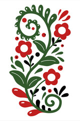 floral ornament with leaves. summer pattern. summer illustration. green print flowers. 