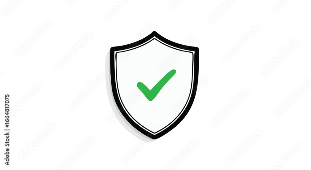Poster shield icon with check mark symbolizing protection assurance and validation of security systems repr