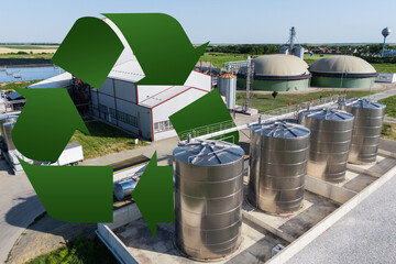 Aerial view of biogas plant for biomethane production