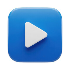 Blue play button icon isolated on transparent background