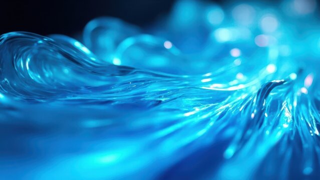 Shining blue particles in motion, creating an abstract background, a concept of technology