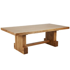 Eco-friendly rectangular table crafted from large solid wood logs, rustic yet elegant, isolated on white or transparent background, perfect for sustainable interior and furniture design projects