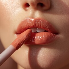 Naklejka premium Hyperrealistic Peach Lipstick Product Shot