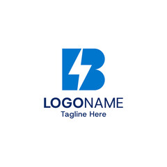 Letter B Lightning Bolt Logo Template Energy Branding Icon