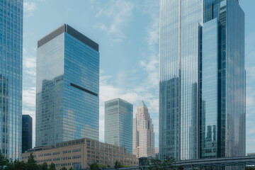 Modern cityscape architecture skyscrapers downtown urban buildings office towers financial district skyline view