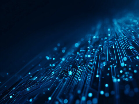 Futuristic Circuit Board with Glowing Digital Connections, AI Generated Background